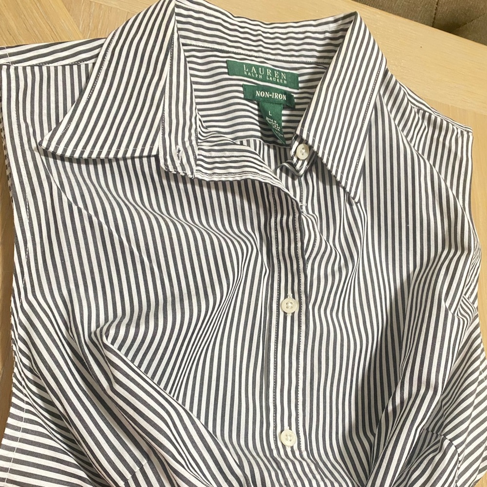 Lauren Ralph Lauren Black and White Striped Blouse